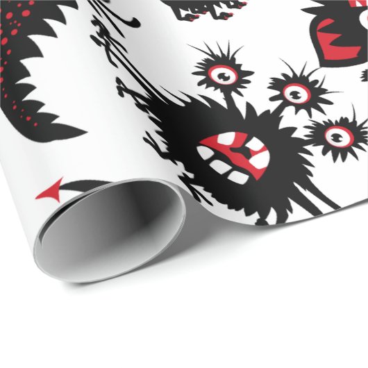 FUNNY BLACK SCARY MONSTERS WRAPPING PAPER CADEAUPAPIER (Rol Hoek)