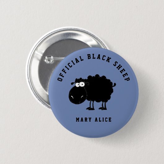 Funny black schaap ronde button 5,7 cm (Voorkant /achterkant)