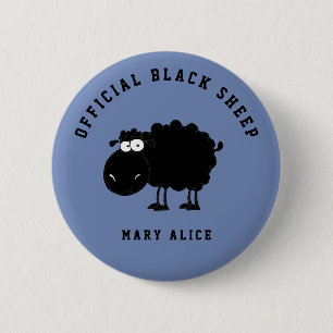 Funny black schaap ronde button 5,7 cm