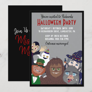 Funny Black Supernatural Halloween Costume Party Kaart