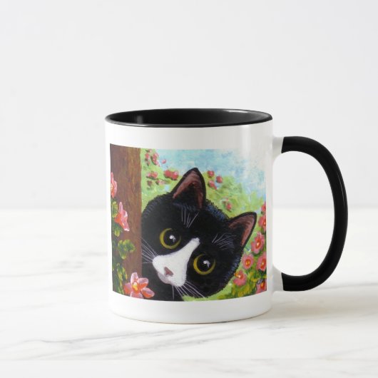 Funny Black Tuxedo Cat Creationarts Mok (Rechts)