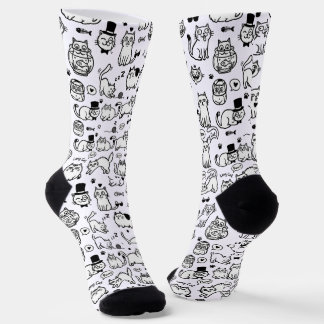 Funny Black & White Cats Pattern Cat Lovers Sokken