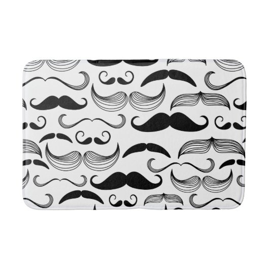 Funny Black & White Mustache Design Badmat (Voorkant)