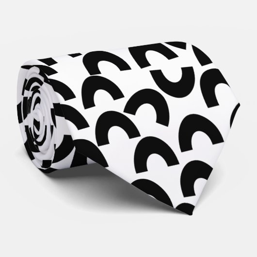 Funny Black White Stropdas, Bow Half Circles Geome Stropdas (Opgerold)