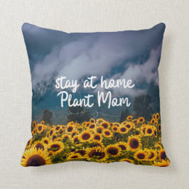 Funny Blijf thuis in Plant Zonnebloem. Kussen