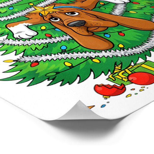 Funny Bloodhound Dog Christmas Tree Lights Kids Me Poster (Hoek)