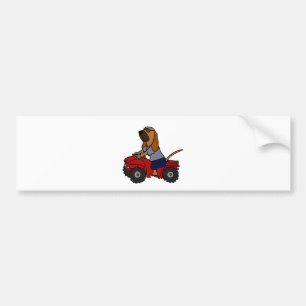 Funny Bloodhound Driving Red ATV Bumpersticker