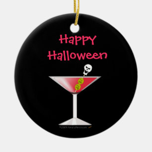 Funny Bloody Martini met Skull Halloween Keramisch Ornament