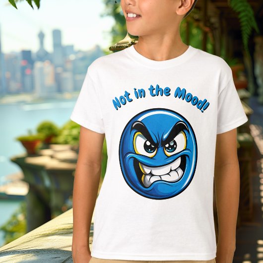 Funny Blue Angry Emoji T-shirt enfant