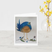 Funny Blue Bird Kaart (Gele Bloem)