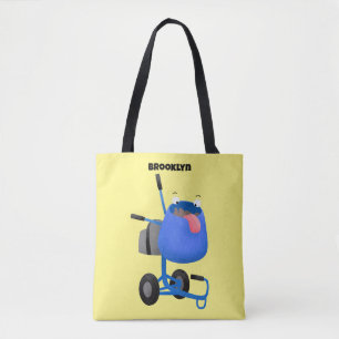 Funny blue cement mixer cartoon illustratie draagtas
