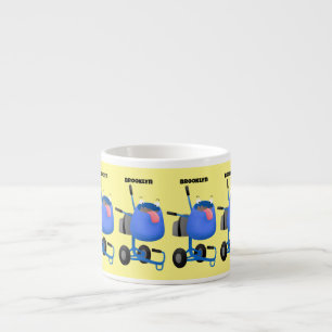 Funny blue cement mixer cartoon illustratie espresso kop
