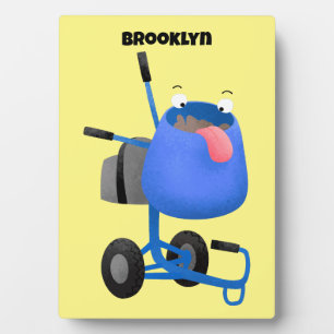 Funny blue cement mixer cartoon illustratie fotoplaat