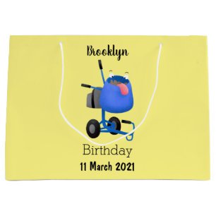 Funny blue cement mixer cartoon illustratie groot cadeauzakje