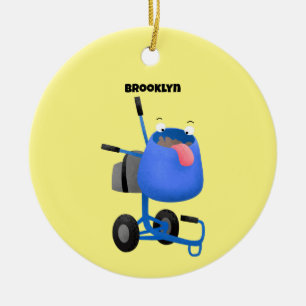 Funny blue cement mixer cartoon illustratie keramisch ornament