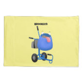 Funny blue cement mixer cartoon illustratie kussensloop (Achterkant)