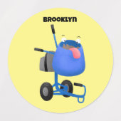 Funny blue cement mixer cartoon illustratie labels (Design 2)