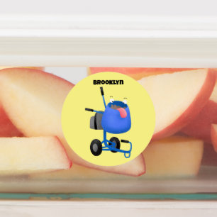 Funny blue cement mixer cartoon illustratie labels