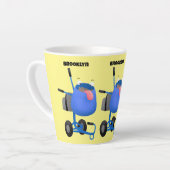 Funny blue cement mixer cartoon illustratie latte mok (Linkerhoek)