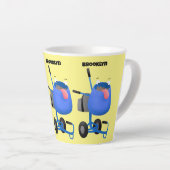 Funny blue cement mixer cartoon illustratie latte mok (Rechterhoek)