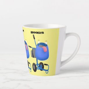 Funny blue cement mixer cartoon illustratie latte mok
