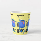 Funny blue cement mixer cartoon illustratie latte mok (Voorkant)