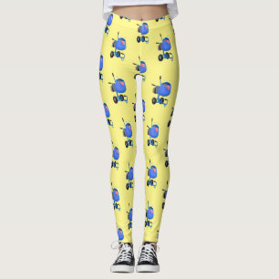 Funny blue cement mixer cartoon illustratie leggings