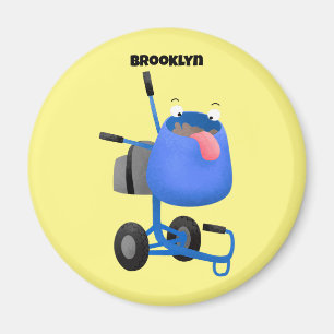 Funny blue cement mixer cartoon illustratie magneet