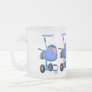 Funny blue cement mixer cartoon illustratie matglas koffiemok