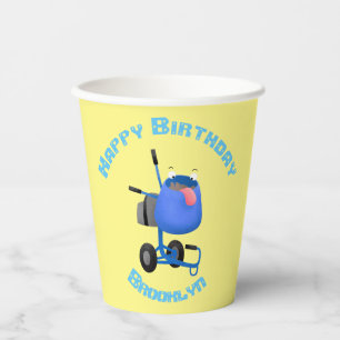 Funny blue cement mixer cartoon illustratie papieren bekers