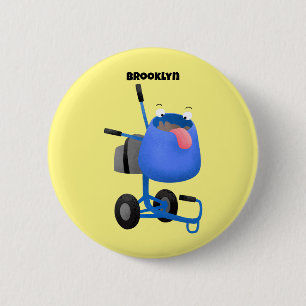 Funny blue cement mixer cartoon illustratie ronde button 5,7 cm
