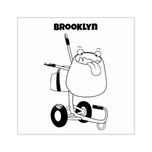 Funny blue cement mixer cartoon illustratie rubberstempel