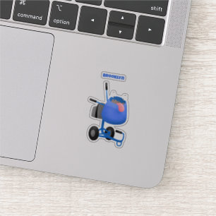 Funny blue cement mixer cartoon illustratie sticker