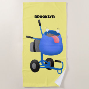 Funny blue cement mixer cartoon illustratie strandlaken