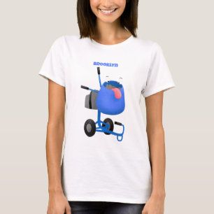 Funny blue cement mixer cartoon illustratie t-shirt