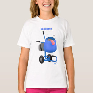 Funny blue cement mixer cartoon illustratie t-shirt