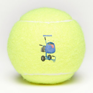 Funny blue cement mixer cartoon illustratie tennisballen