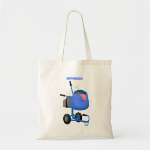 Funny blue cement mixer cartoon illustratie tote bag
