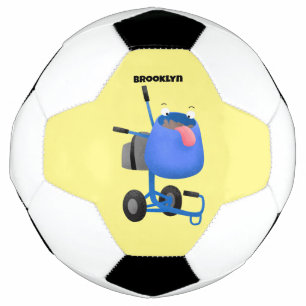 Funny blue cement mixer cartoon illustratie voetbal