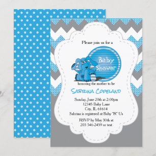 Funny Blue Chevron Gekke olifant BABY SHOWER Kaart