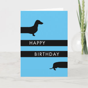 Funny blue Dachshund Happy Birthday Kaart