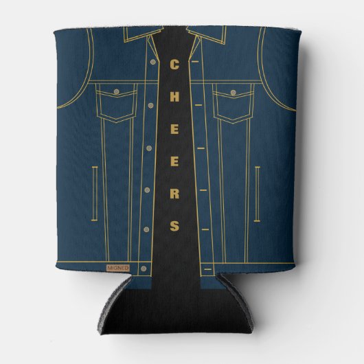 Funny Blue Denim Jacket Koelbox - Cheers Blikjeskoeler (Voorkant)