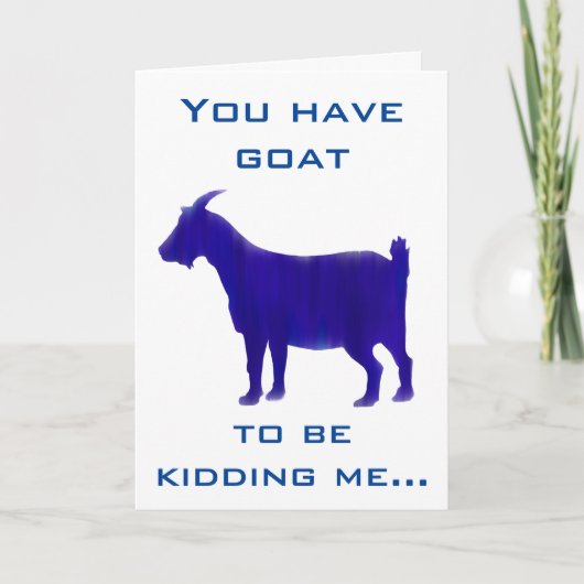 Funny Blue Goat Happy Birthday Kaart (Voorkant)