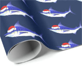 Funny Blue Marlin Santa Claus Cadeaupapier (Rol Hoek)