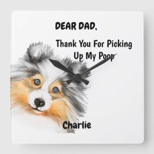 Funny Blue Merle Dog Waterverf Canine Art Vierkante Klok