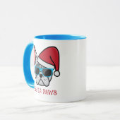 Funny Blue Merle Frenchie Santa Paws Kerstmis Mok (Voorkant links)