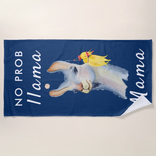 Funny Blue No Prob Llama Mama Strandlaken (Voorkant)