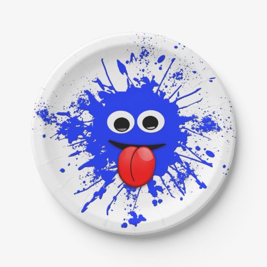 Funny Blue Paint Splat guy Papieren Bordje (Voorkant)