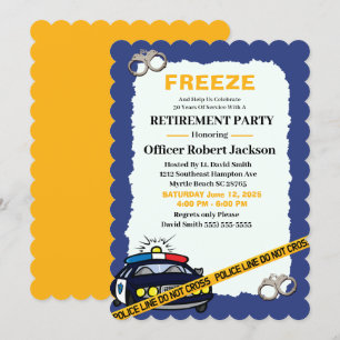 Funny Blue Police Officer Retirement Party Invita Kaart