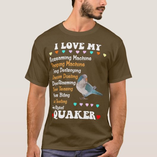 Funny Blue Quaker Shirt I Love Quaker Parrot (Voorkant)